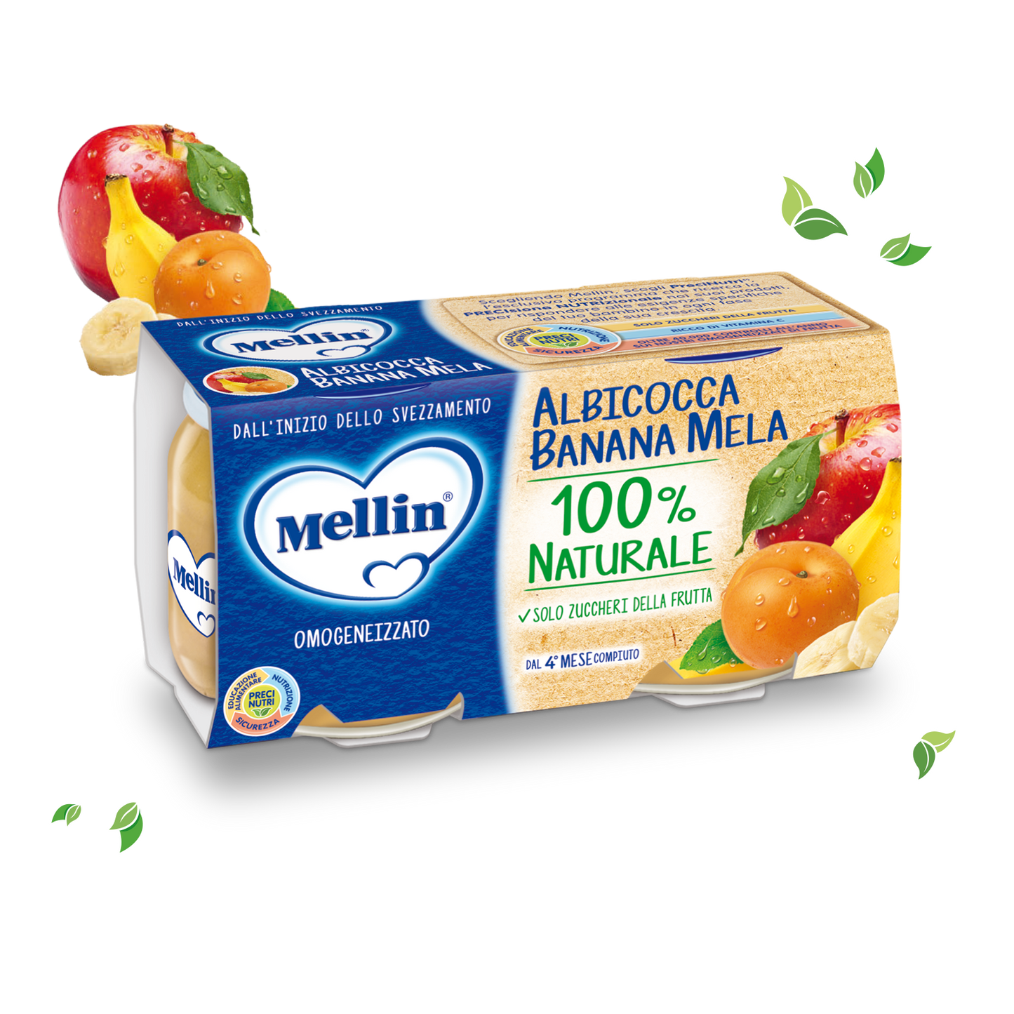 MELLIN OMO ALBICOCCA BANANA MELA 2X100G