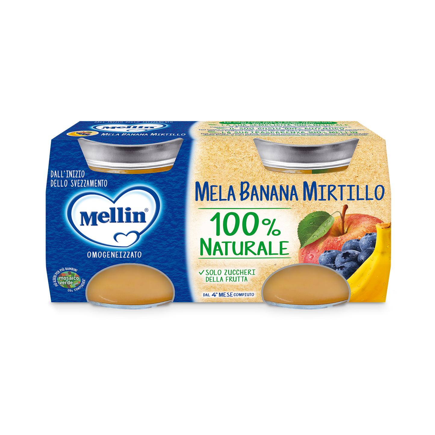 MELLIN OMOGENIZZATO MELA BANANA MIRTILLO 2X100G