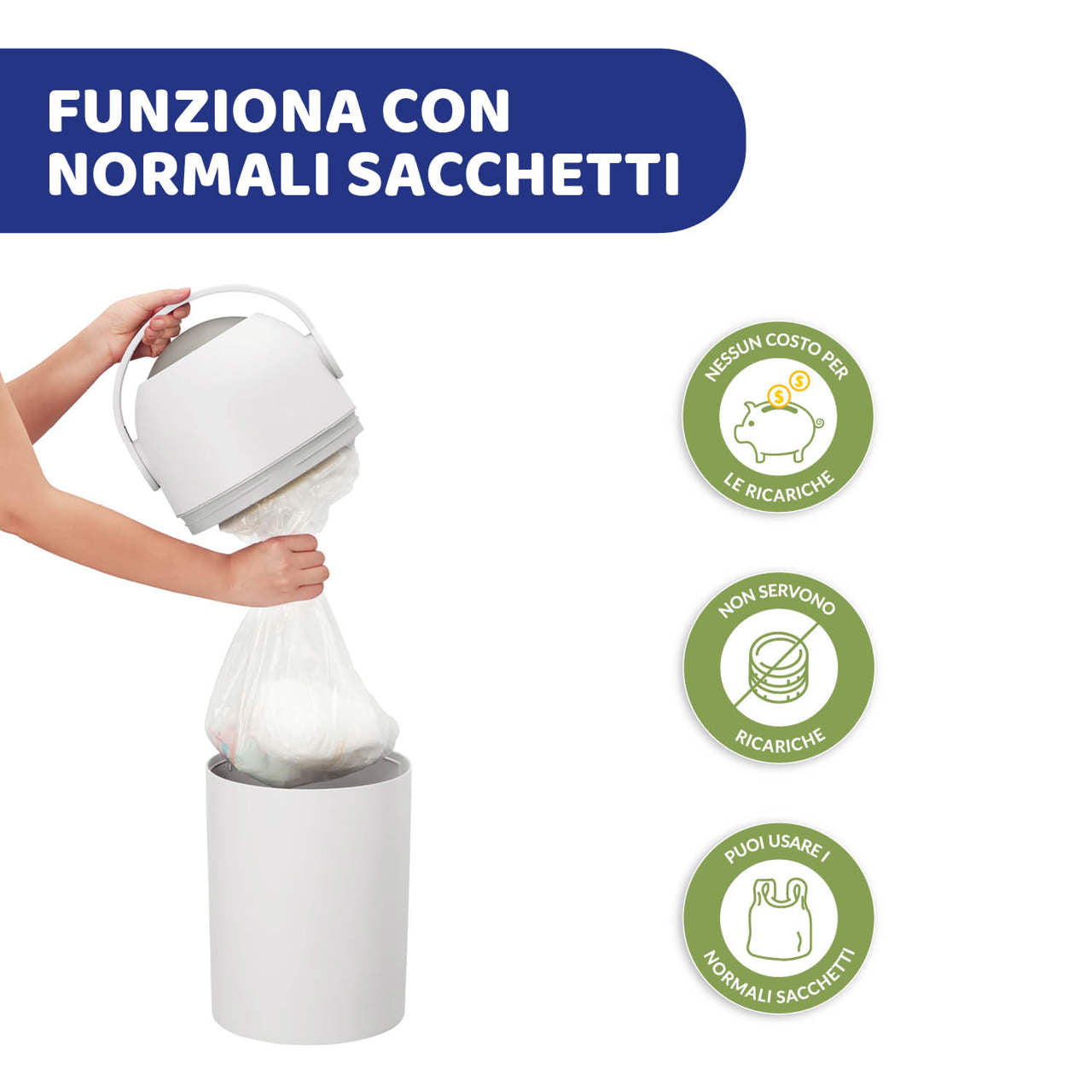 Chicco Mangia Pannolini - Contenitore Antiodore, Lavabile, Per Fino A 30 Pannolini - Foto 5