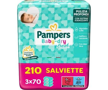 PAMPERS SALVIETTE BABY-DRY PACCO 3X70